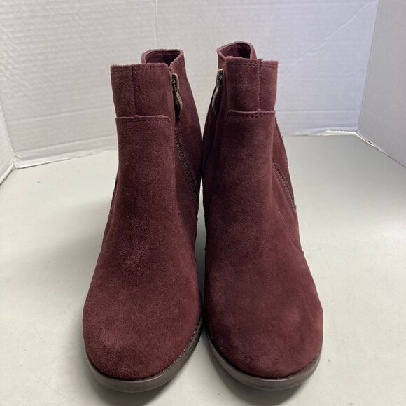 FRANCO FORTINI Annie Suede Wedge Heel Ankle Bootie Size 7.5 Plum Wine‎ - Picture 12 of 12